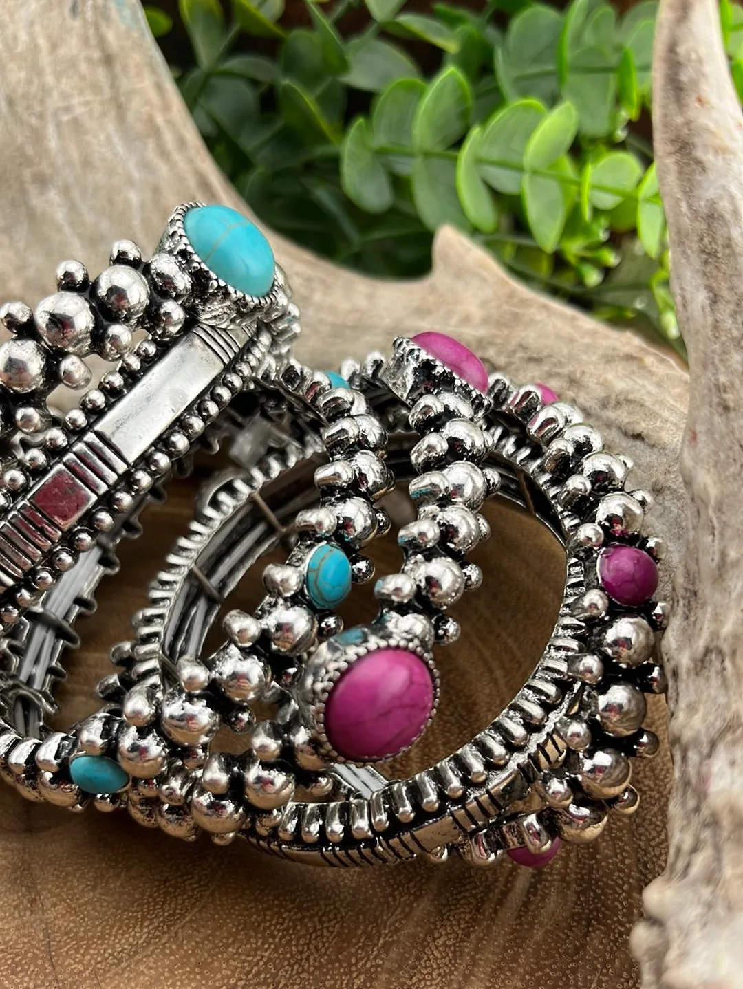 Philadelphia Fashion Silver & Stone Stretch Bracelet Set