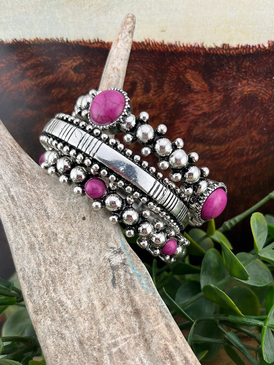 Philadelphia Fashion Silver & Stone Stretch Bracelet Set