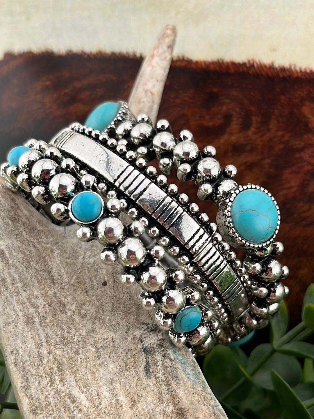 Philadelphia Fashion Silver & Stone Stretch Bracelet Set