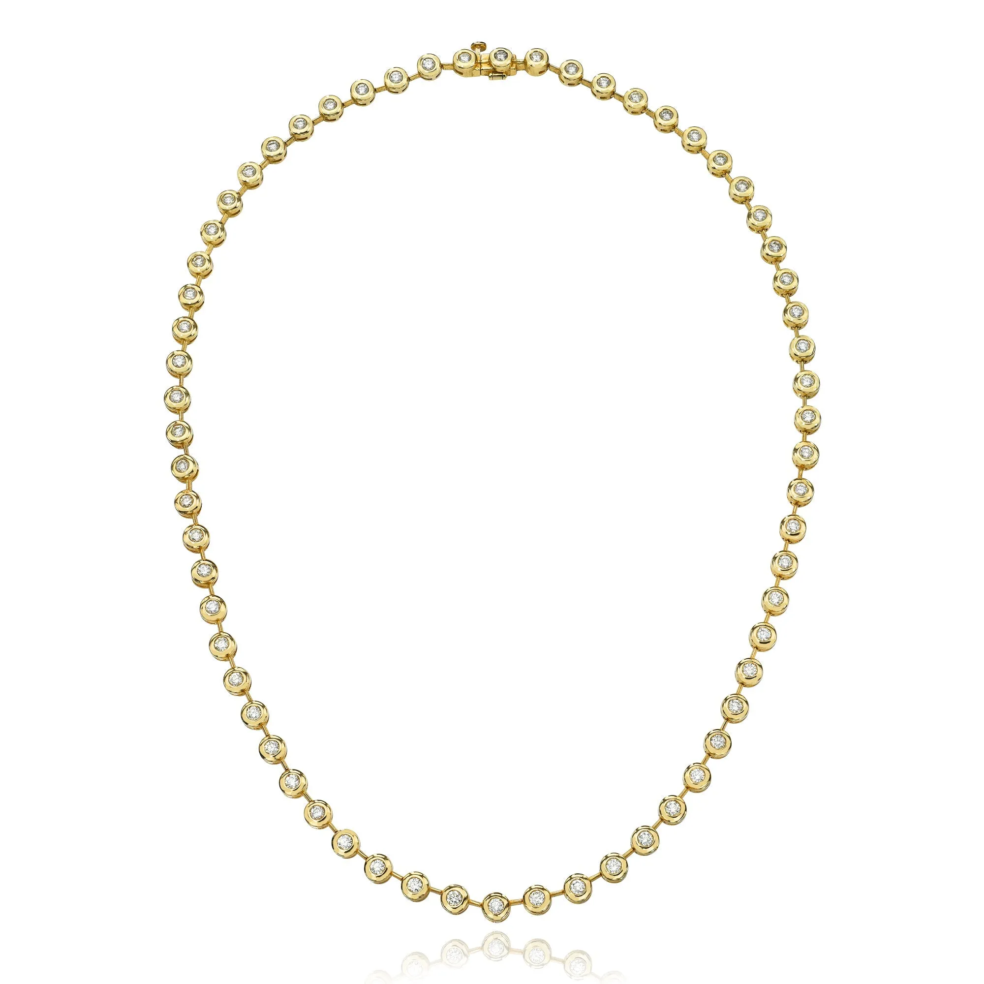Pillowy Bezeled Diamond Tennis Necklace