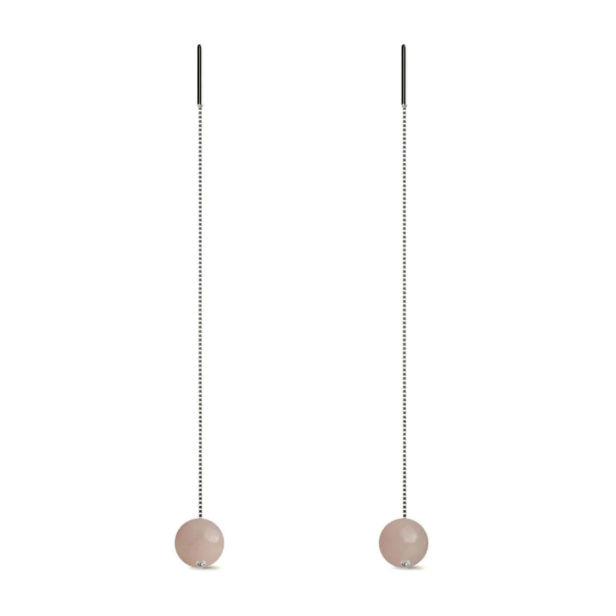 Pink Aventurine | .925 Sterling Silver | Gemstone Chain Drop Threader Earrings