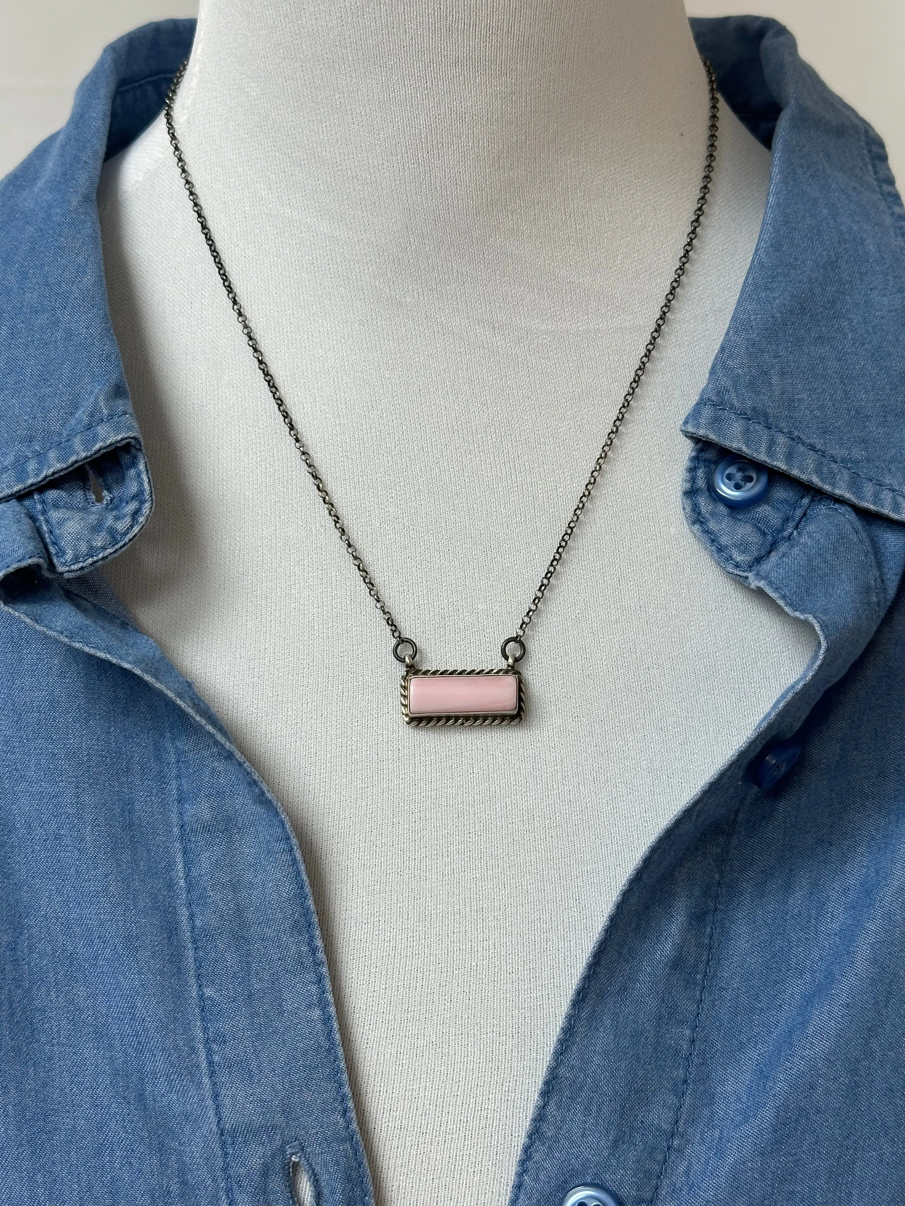 Pink Conch Bar Necklace