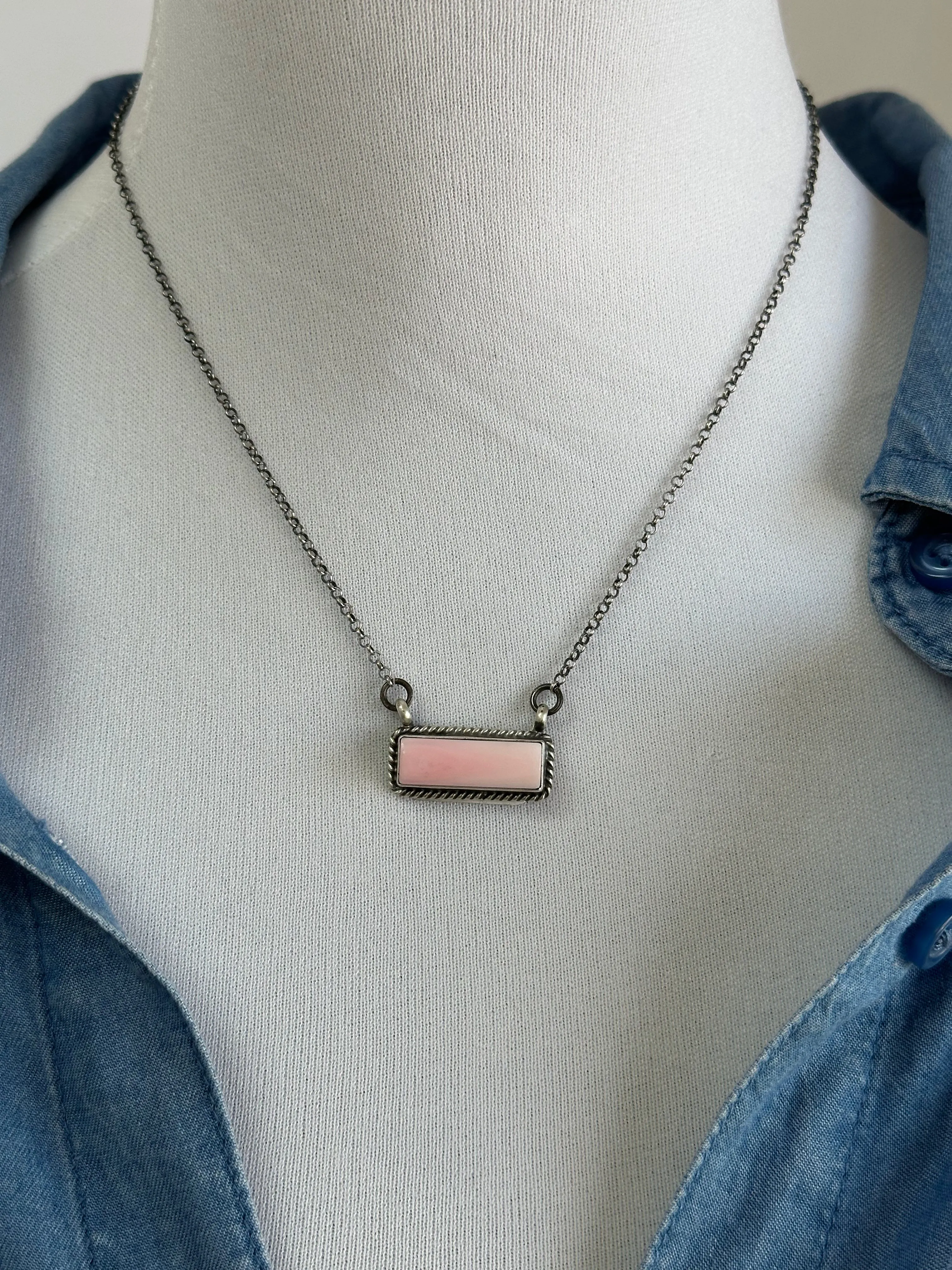 Pink Conch Bar Necklace