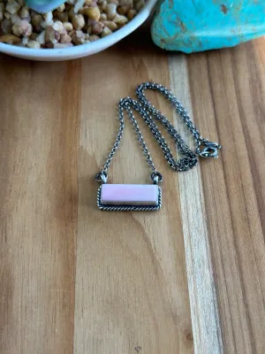 Pink Conch Bar Necklace