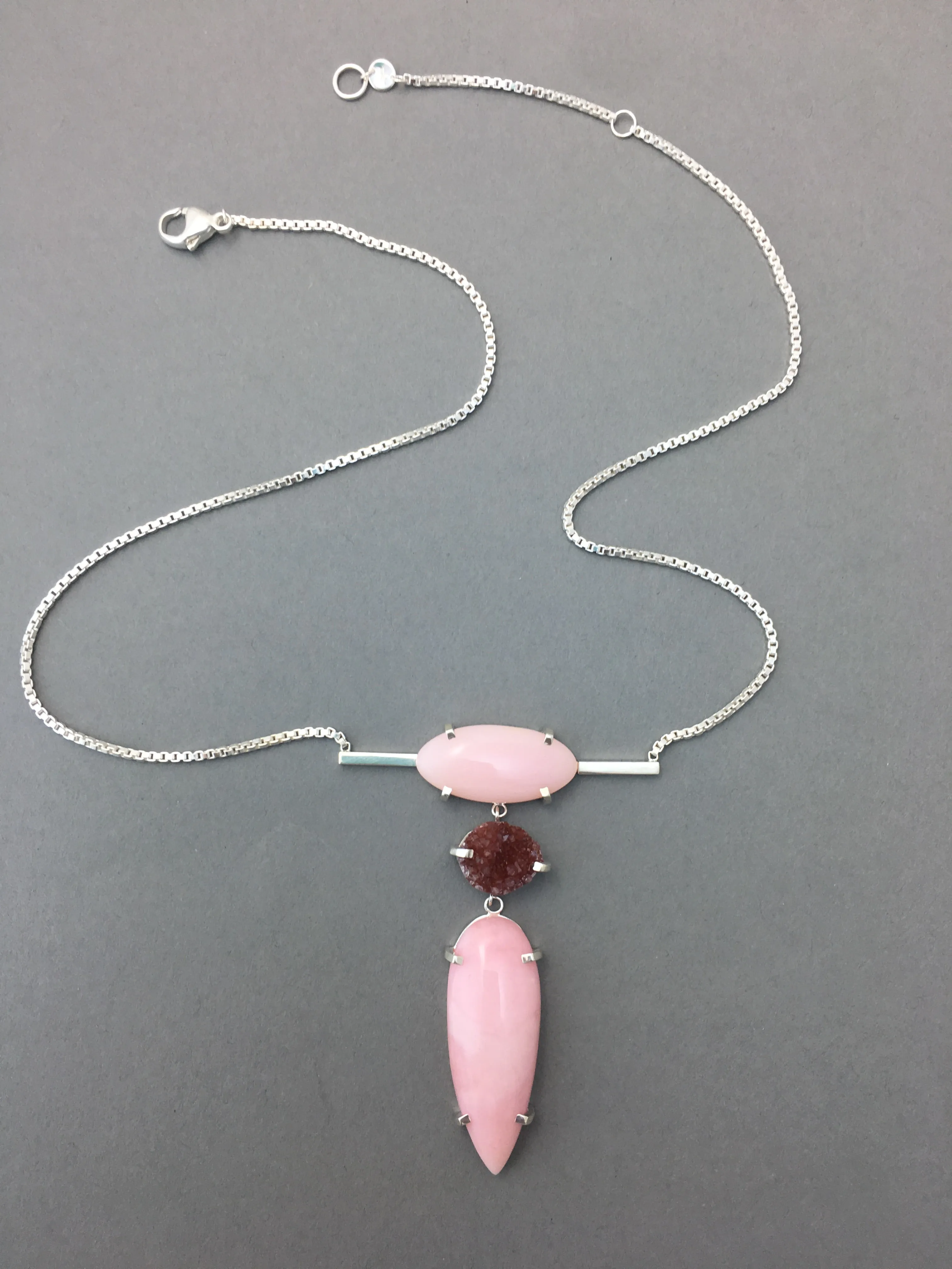 PINK OPAL & DRUZY TOTEM NECKLACE