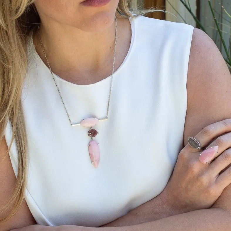 PINK OPAL & DRUZY TOTEM NECKLACE