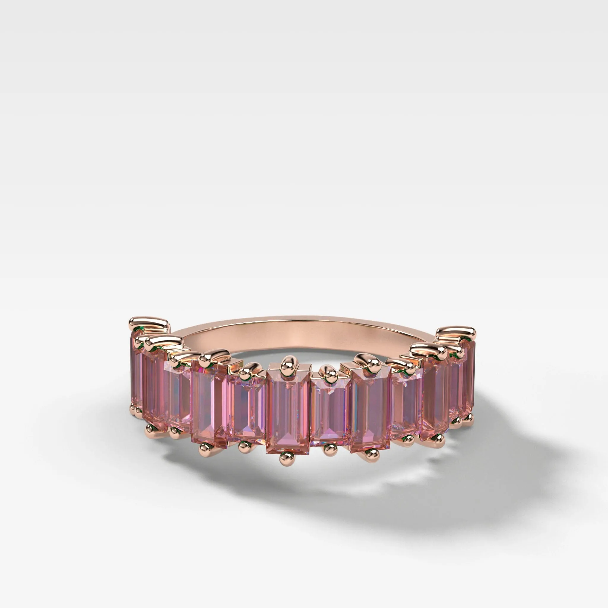 Pink Sapphire Baguette Wedding Band