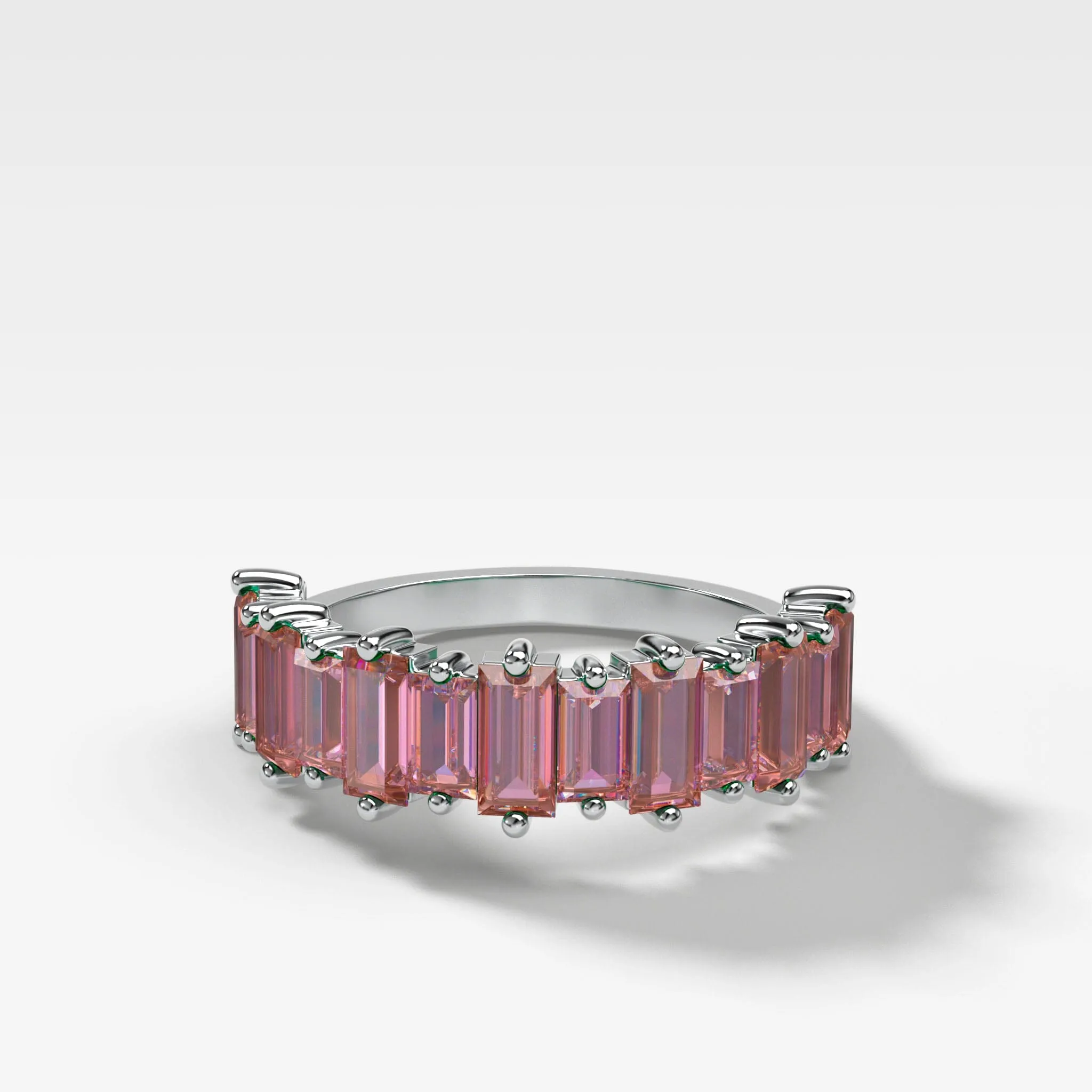 Pink Sapphire Baguette Wedding Band