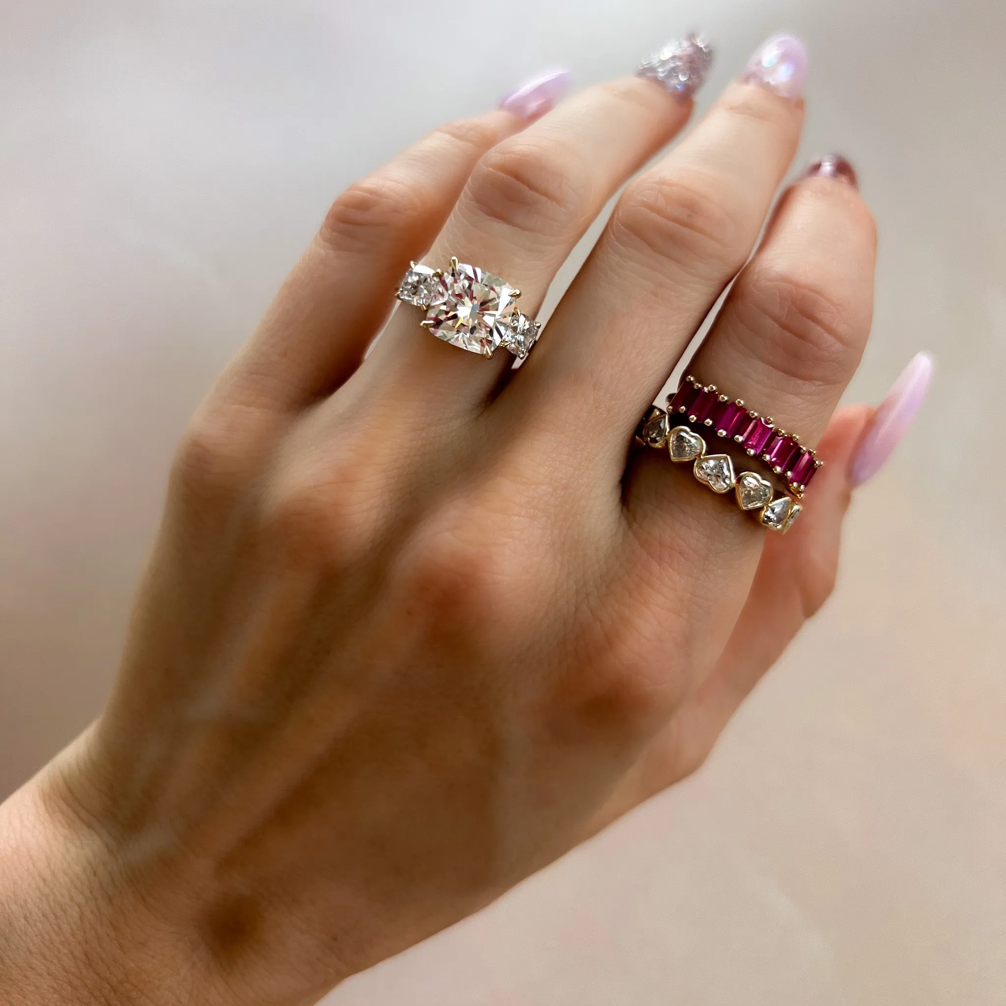 Pink Sapphire Baguette Wedding Band