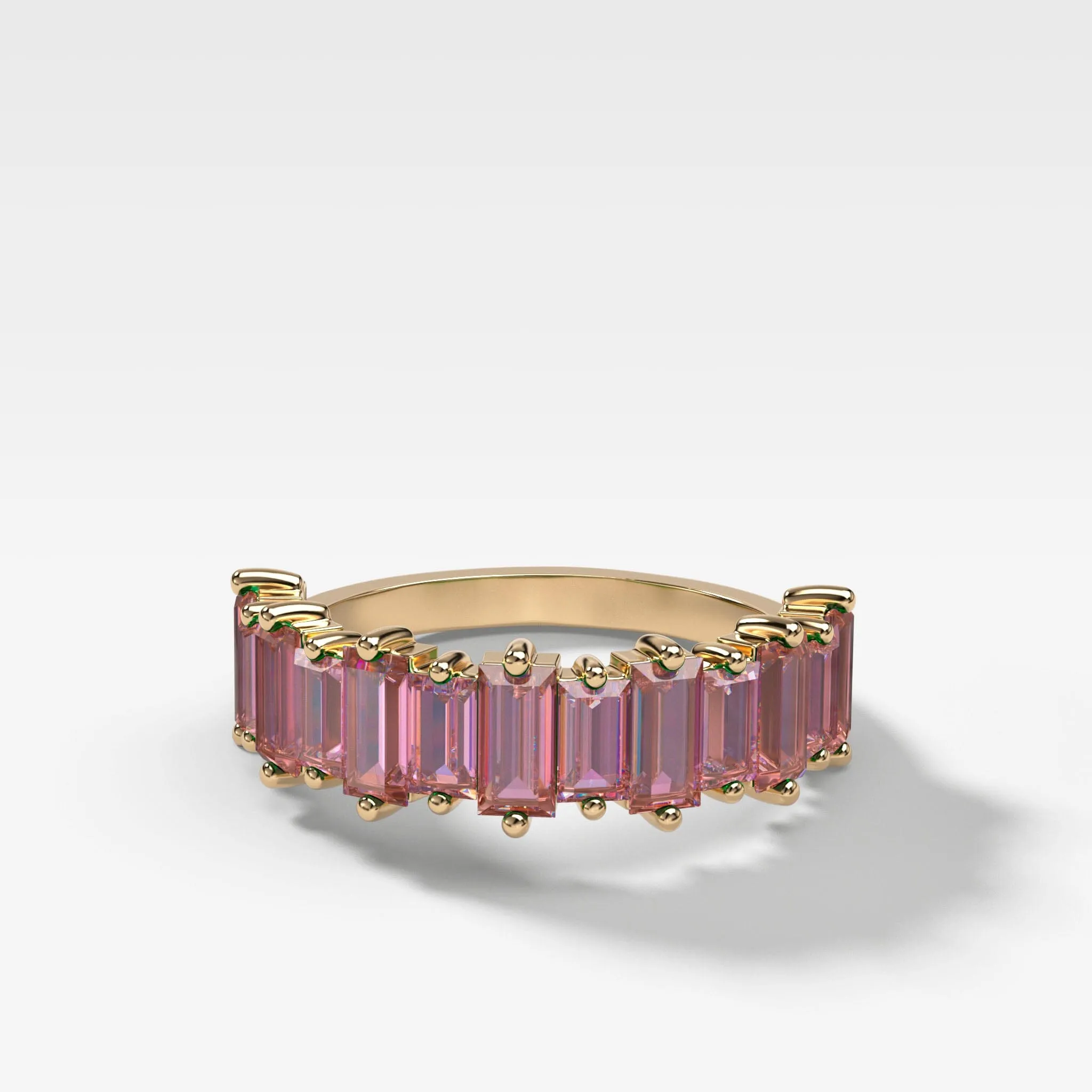 Pink Sapphire Baguette Wedding Band