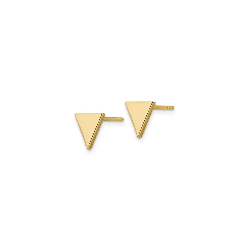 Plain Triangle Stud Earrings (14K)