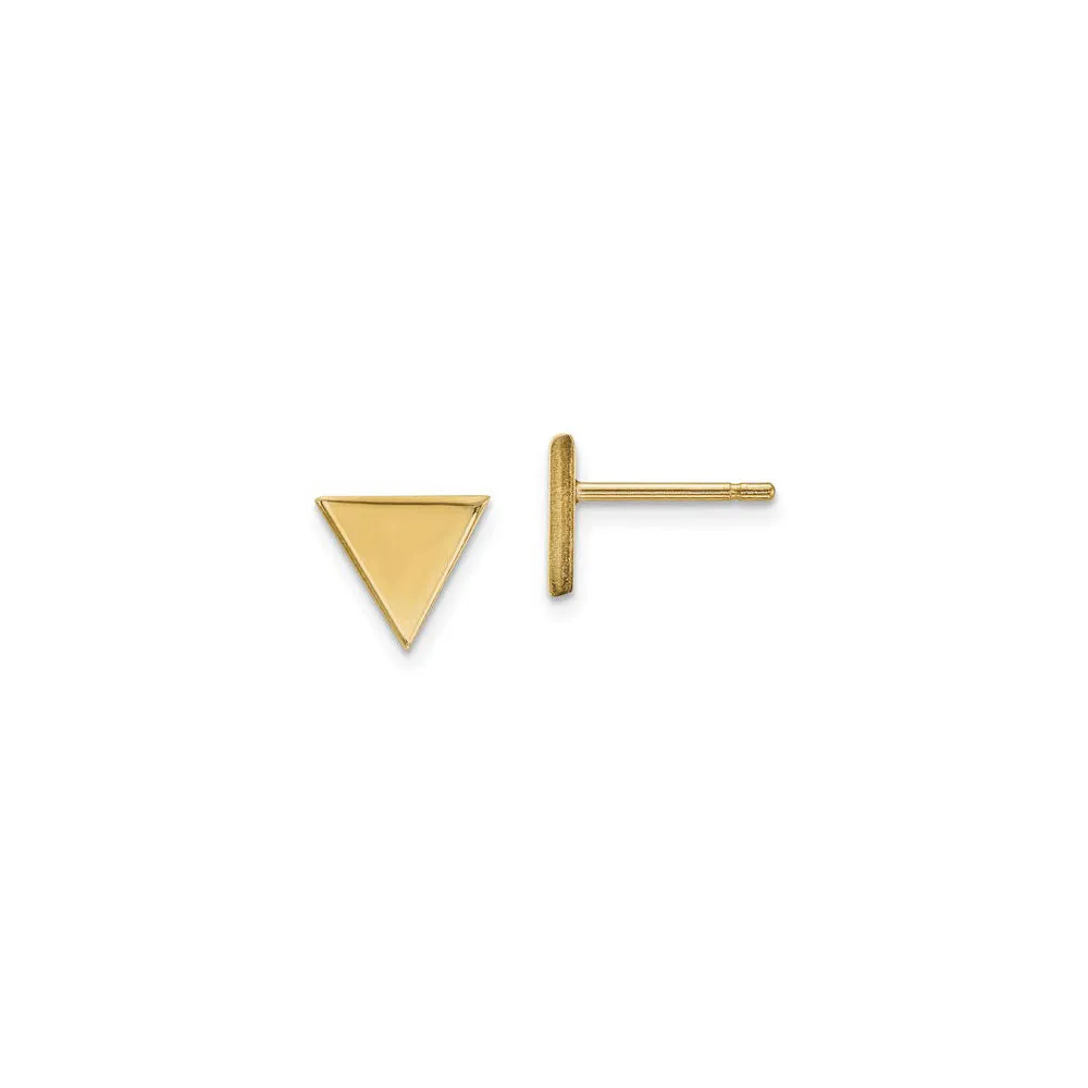 Plain Triangle Stud Earrings (14K)