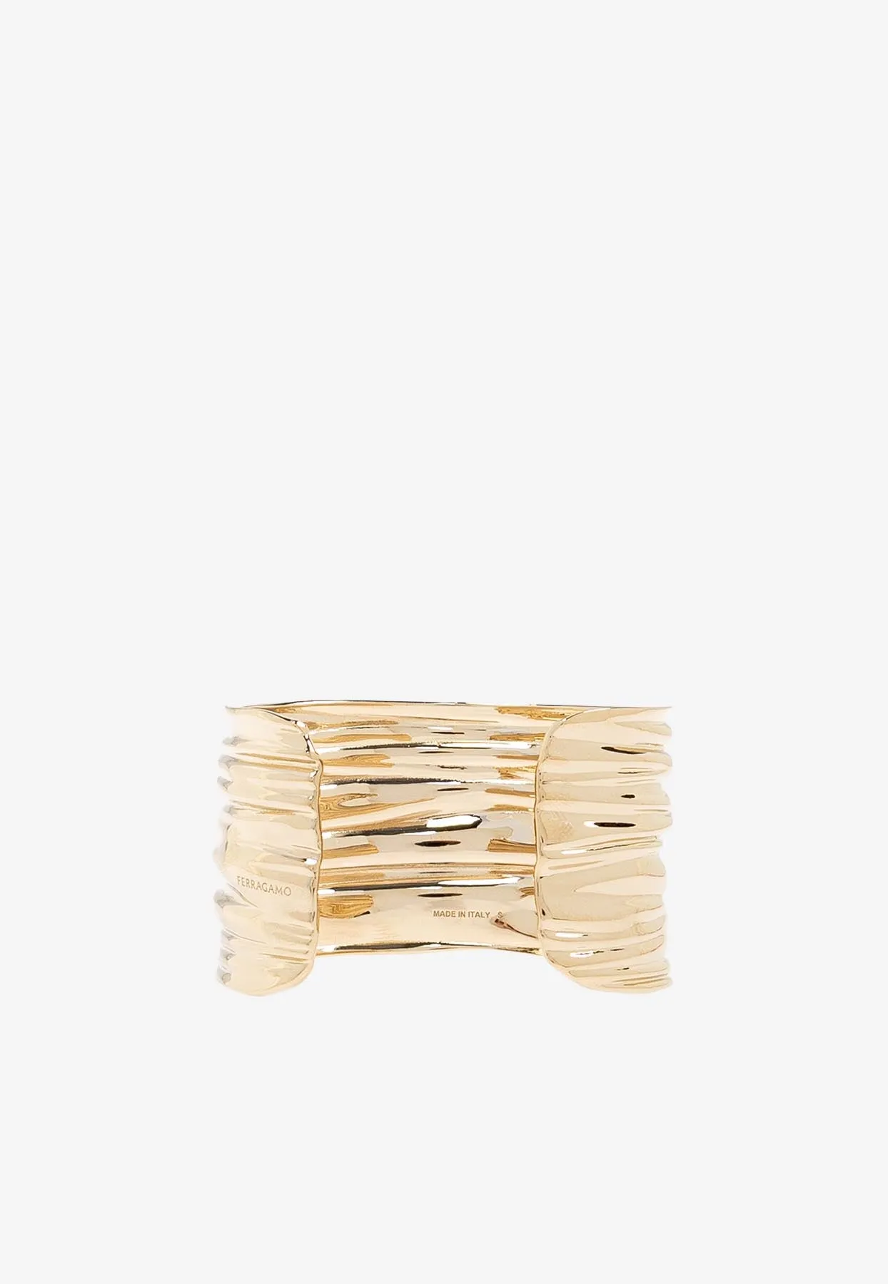 Plisse Draped Brass Bangle Bracelet