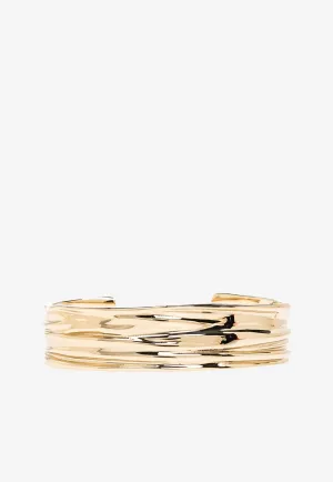 Plisse Draped Brass Bangle Bracelet