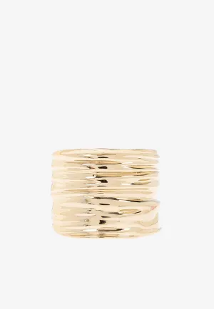 Plisse Draped Brass Bangle Bracelet