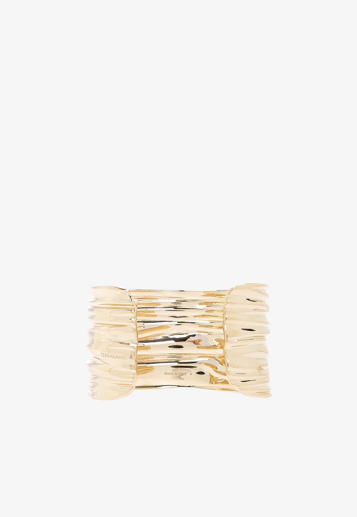 Plisse Draped Brass Bangle Bracelet