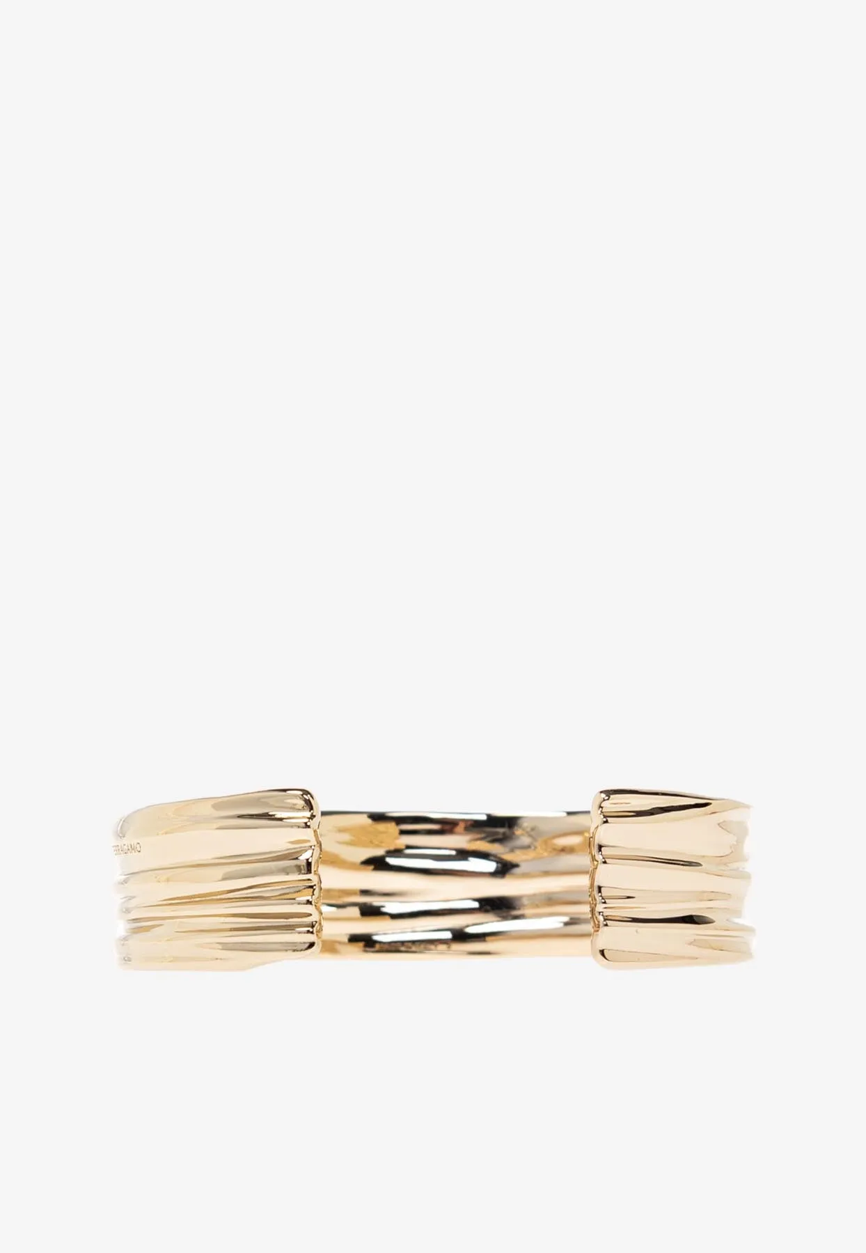 Plisse Draped Brass Bangle Bracelet