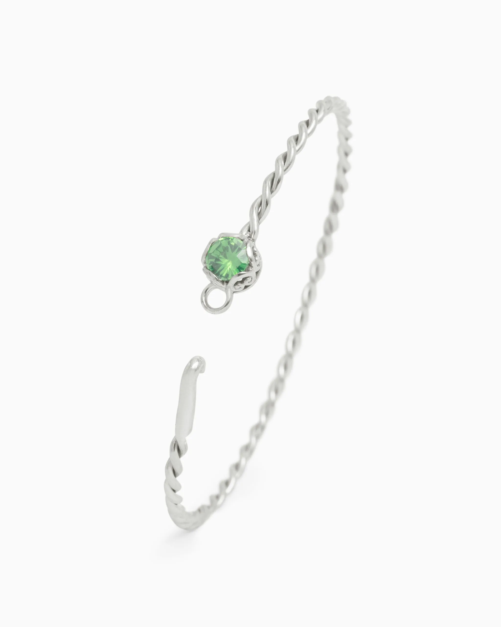 Princess Petroglyph Twisted Bangle - Green Zircon