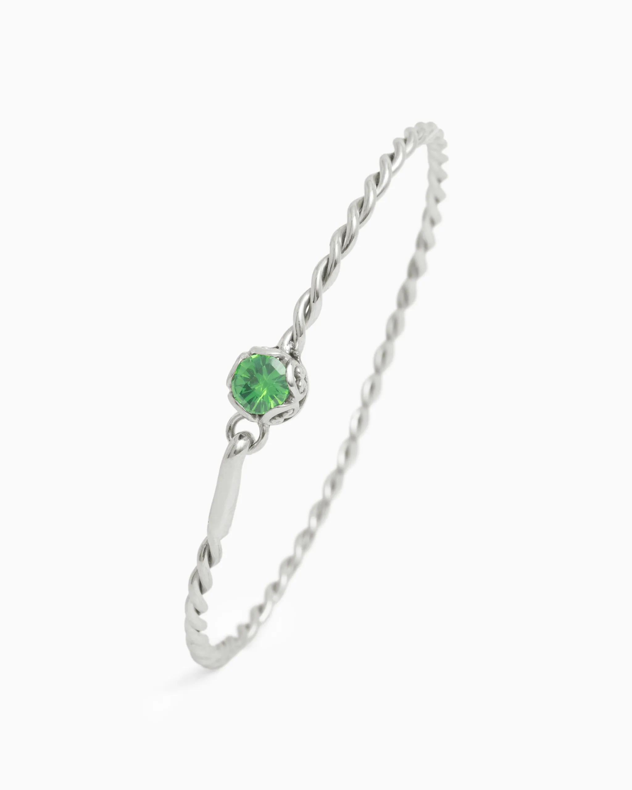 Princess Petroglyph Twisted Bangle - Green Zircon