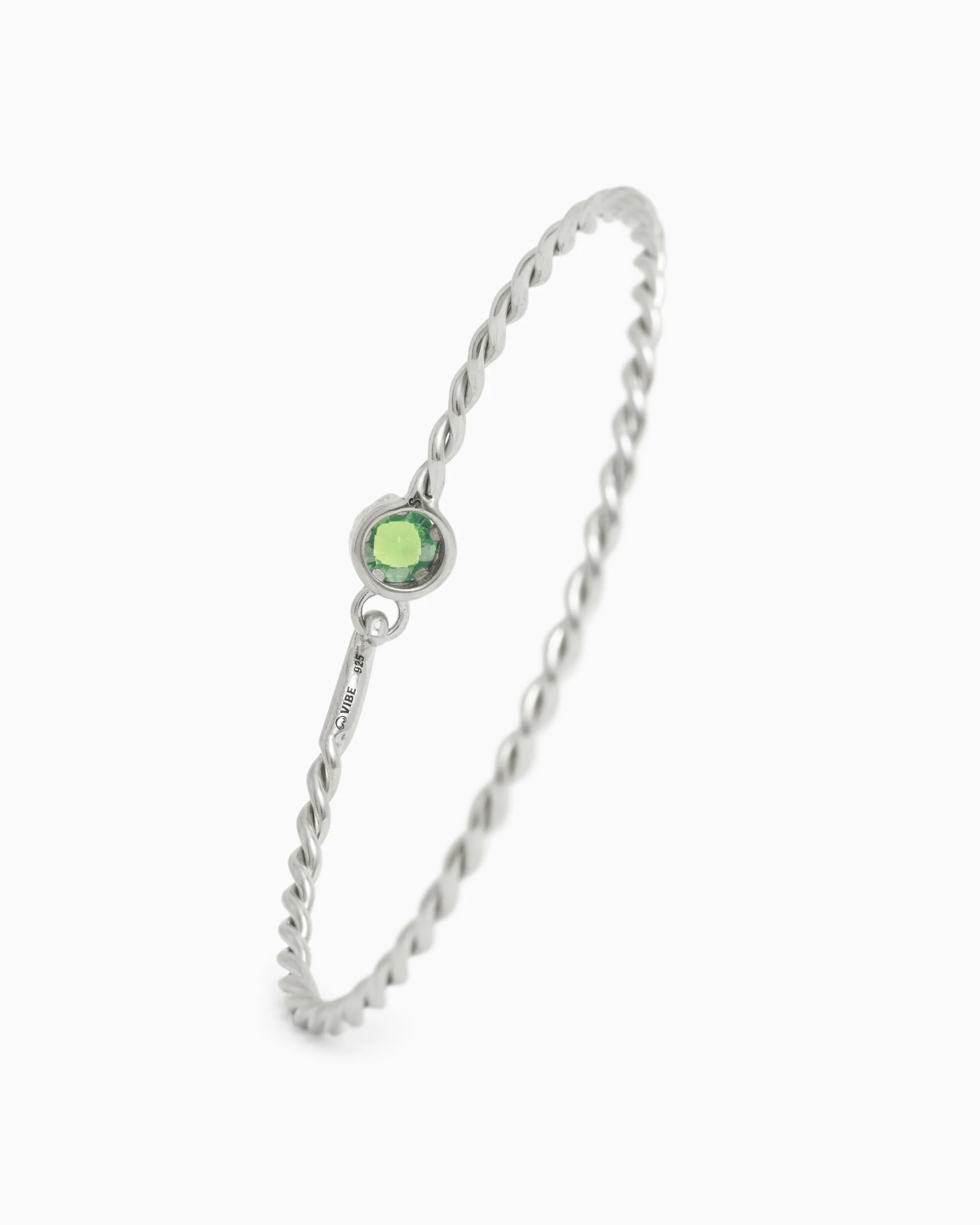 Princess Petroglyph Twisted Bangle - Green Zircon