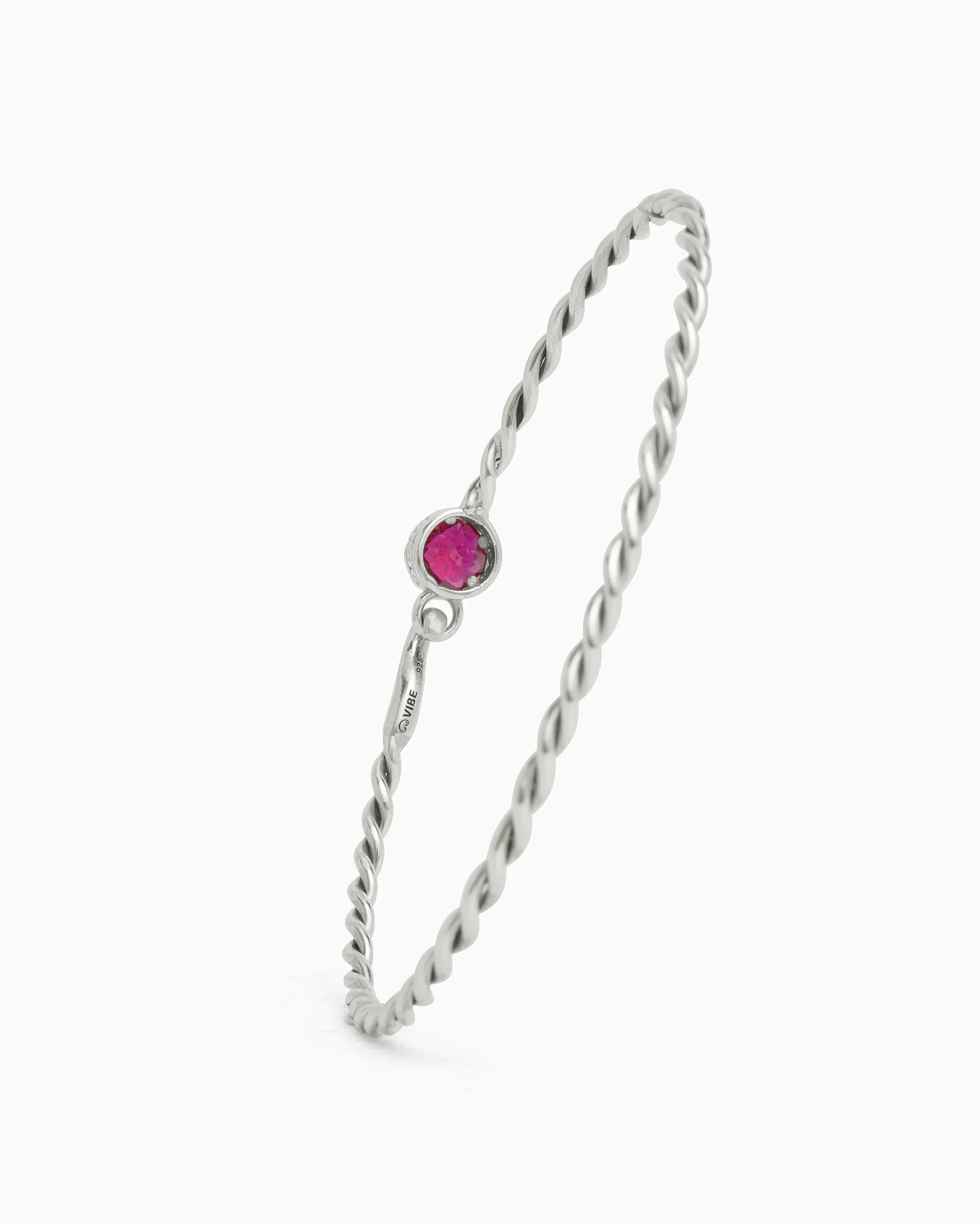 Princess Petroglyph Twisted Bangle - Red Zircon