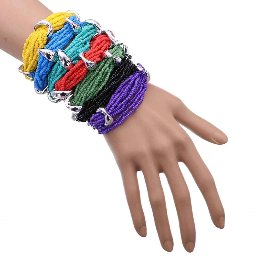 Purple Stacked Sequin Beaded Stretch Bracelet