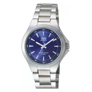 Q&Q Silver Stainless Steel Blue Dial Quartz Watch for Gents - Q618J212Y