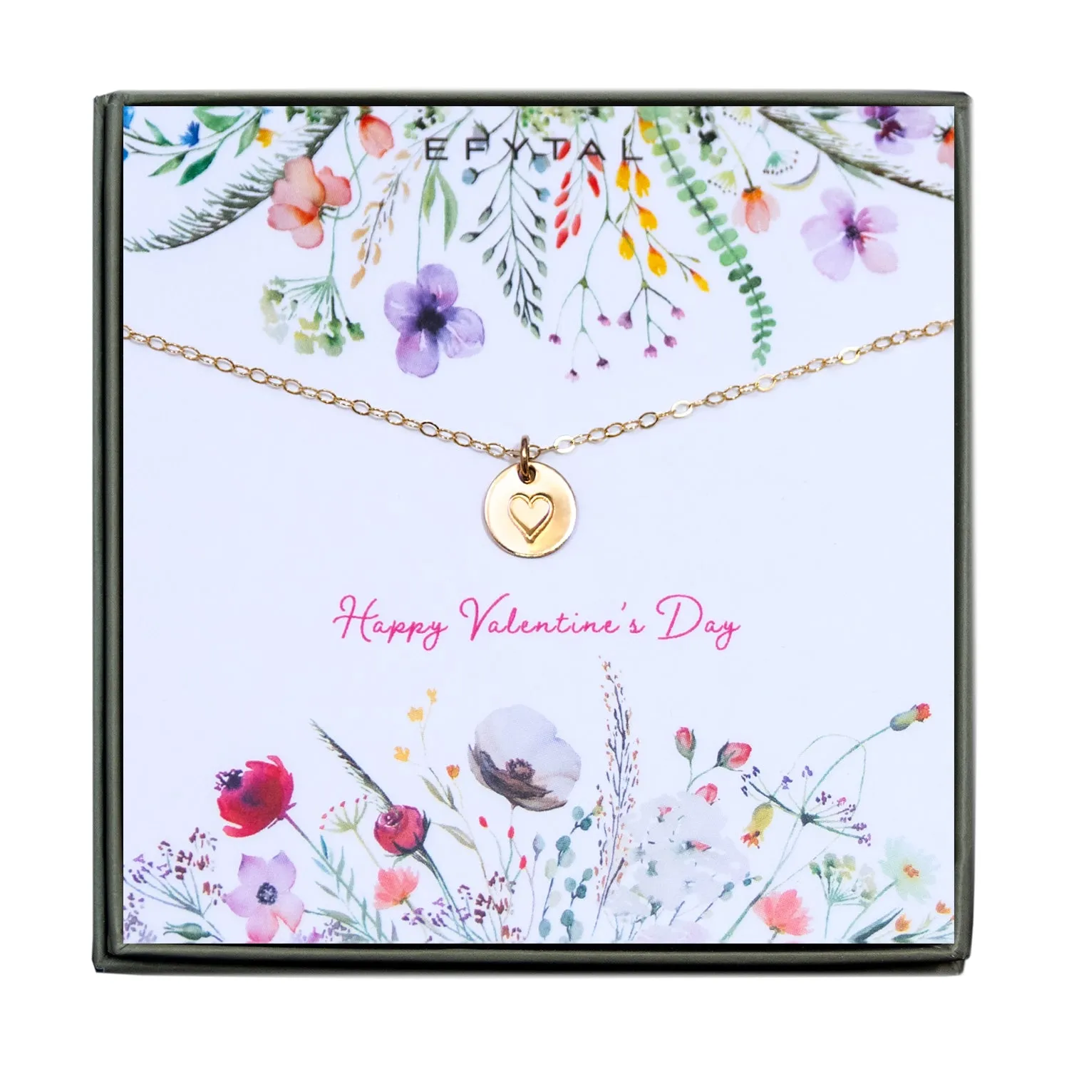 quinn stamped heart necklace • happy valentine's day