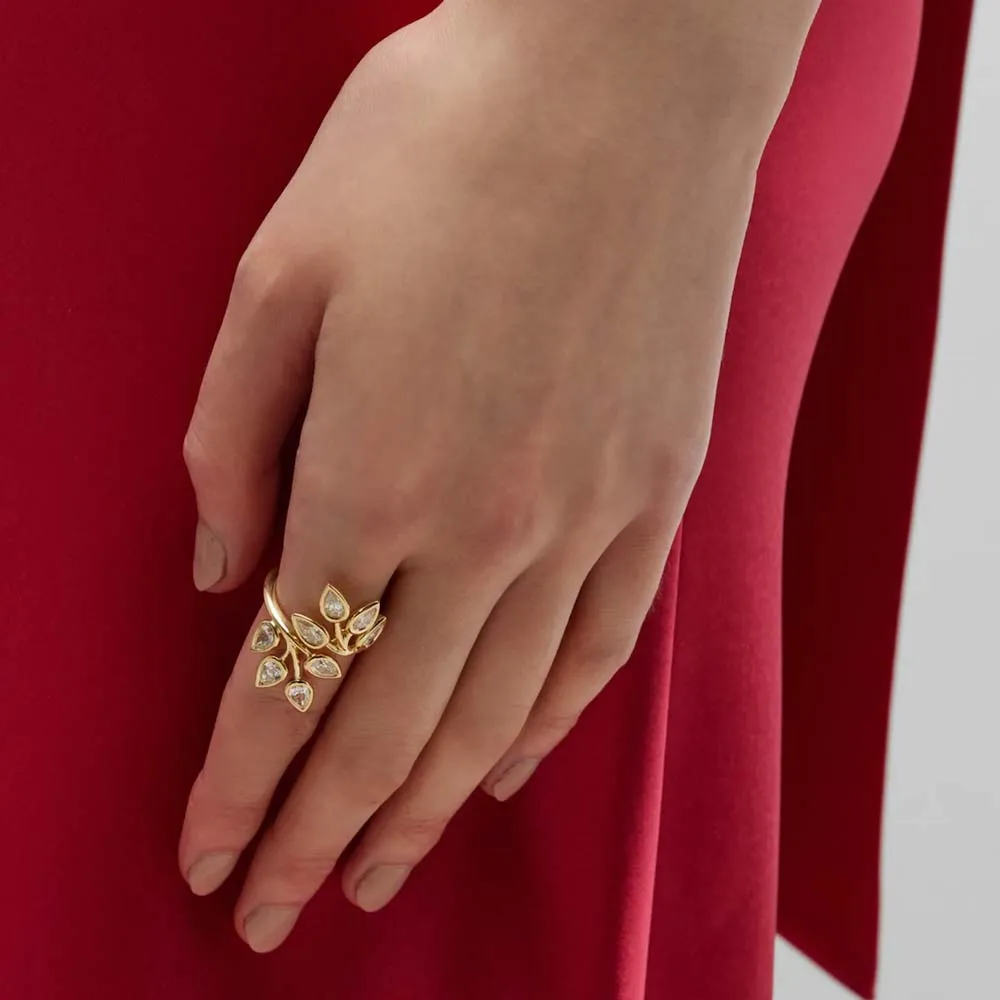Rahaminov Pear-Shaped Diamond Branch Ring