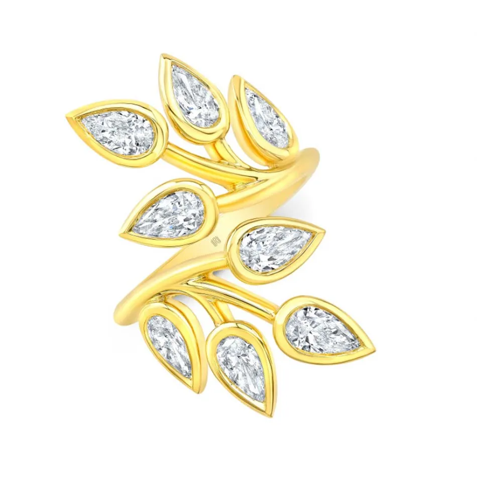 Rahaminov Pear-Shaped Diamond Branch Ring