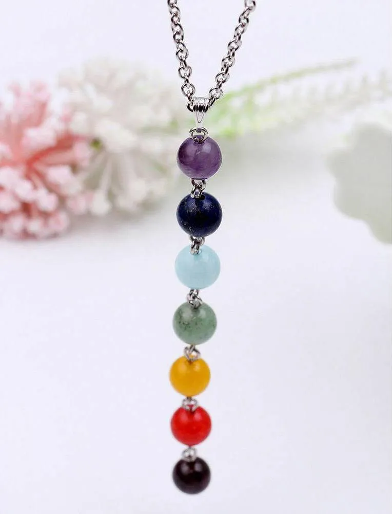 Rainbow Chakra Lariat Necklace