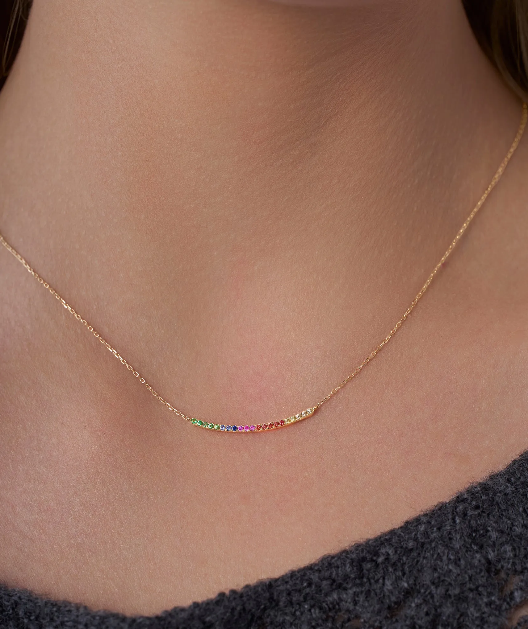 Rainbow Style 14K Gold Necklace
