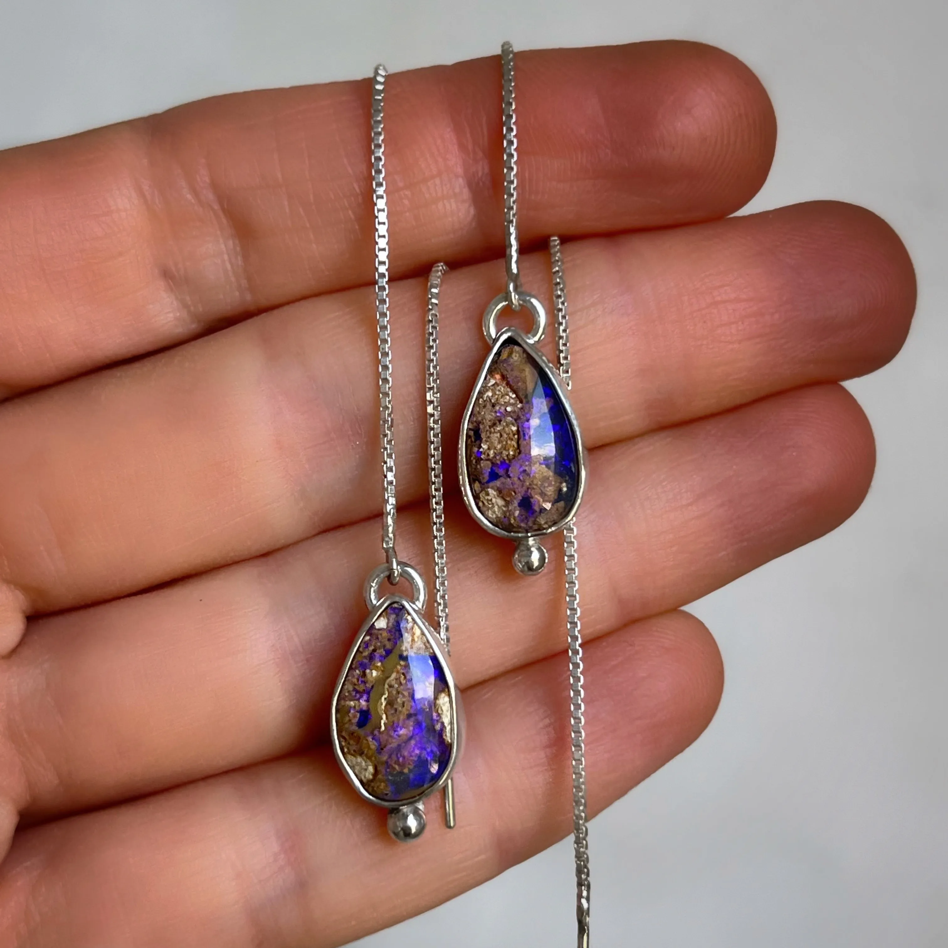 RARE crystal pipe opal threader earrings