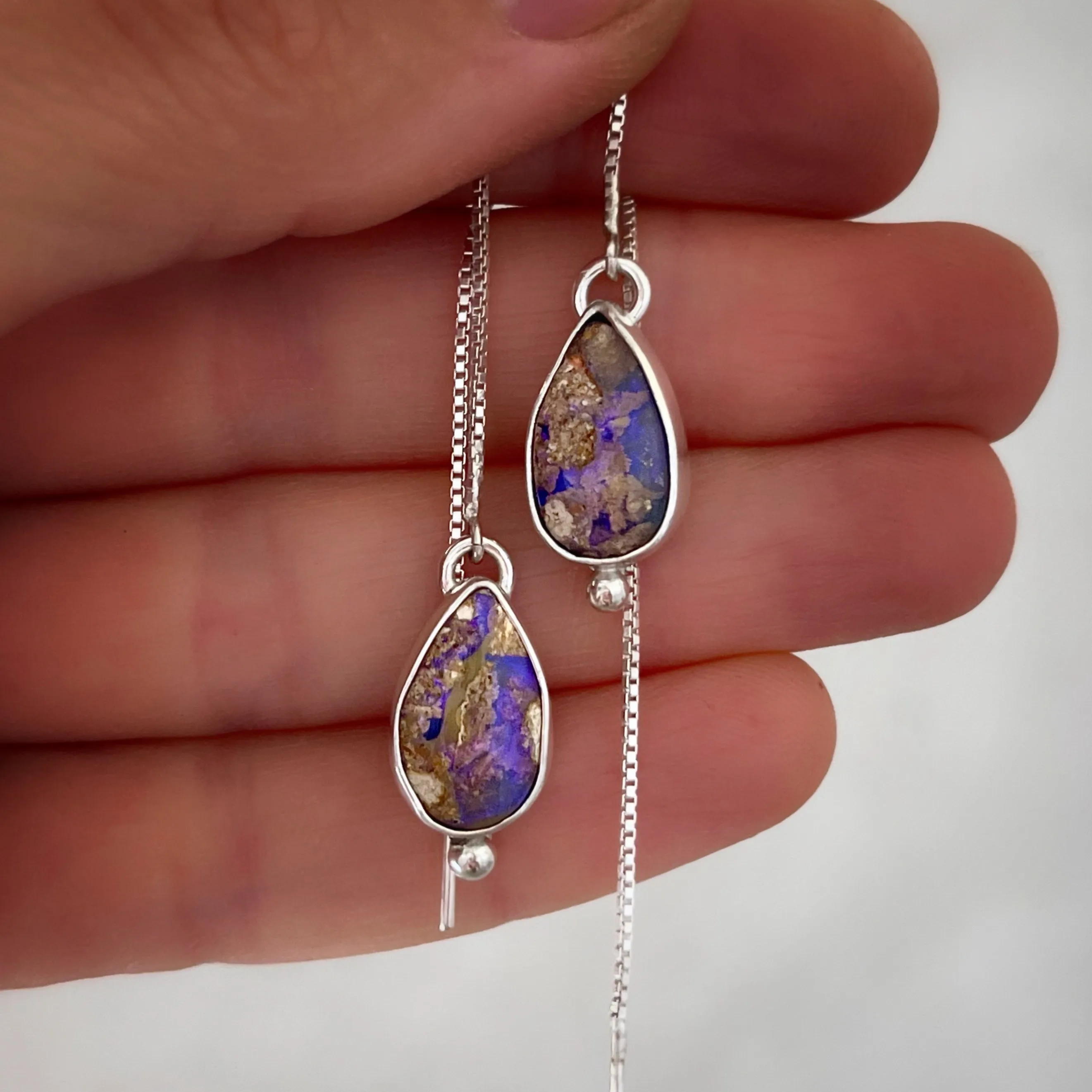 RARE crystal pipe opal threader earrings