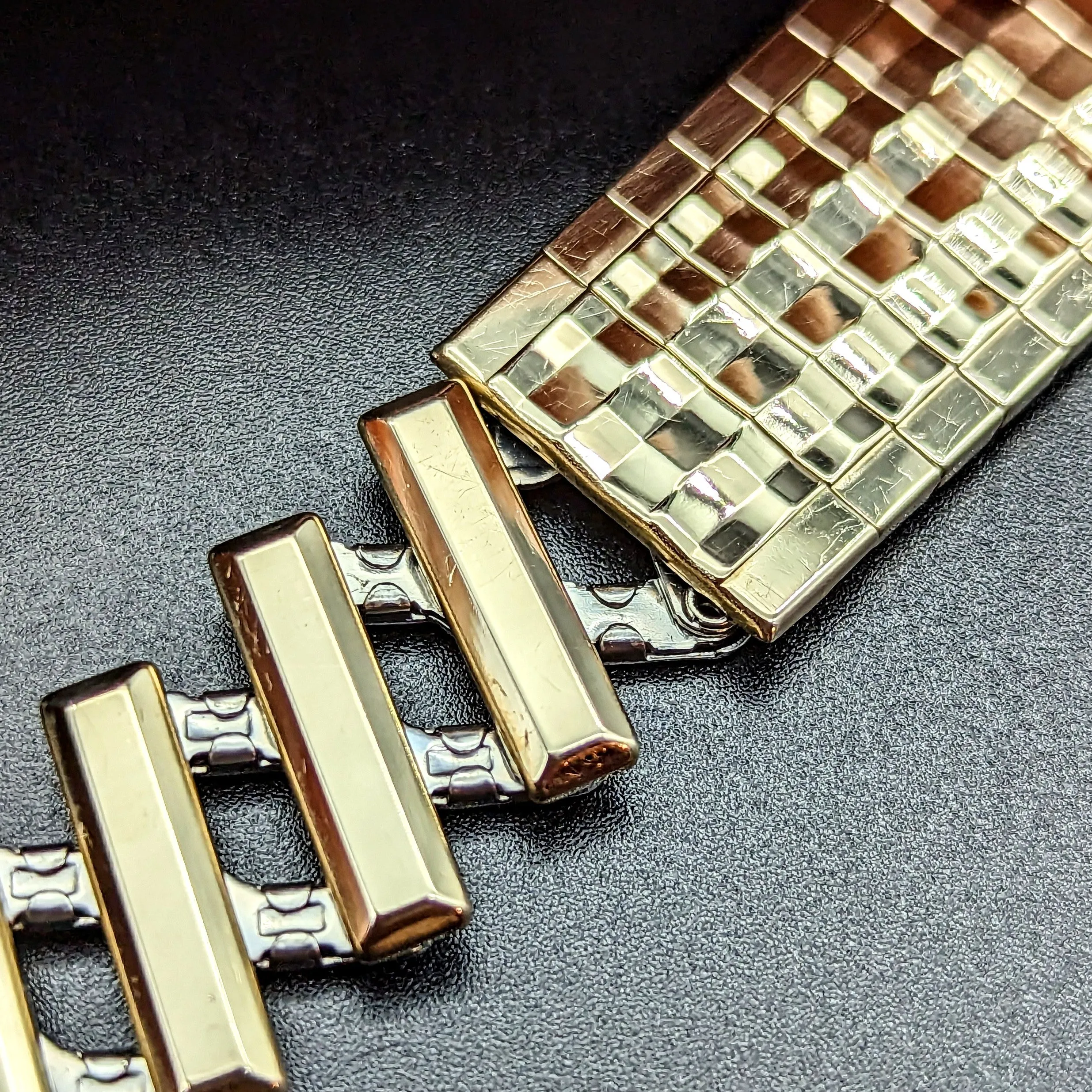 Rare KREISLER 19mm Watchband Center Scissor Expansion 10K GF Vintage Bracelet