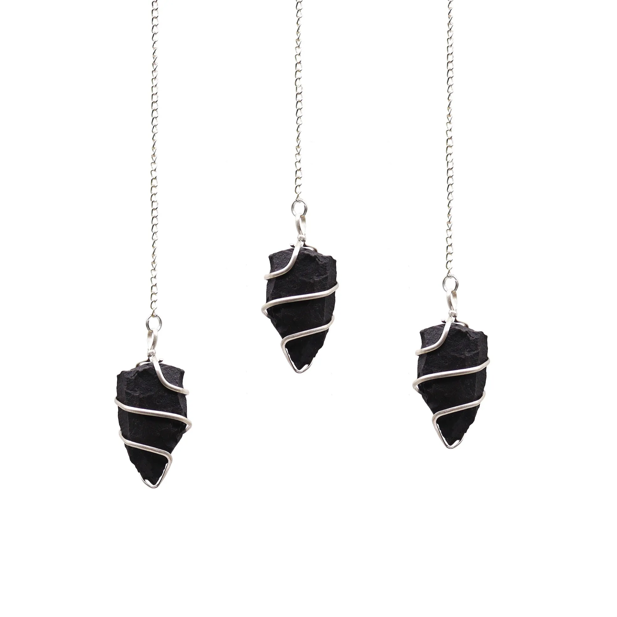 Raw Black Agate Pendulum - Crystal Gemstone
