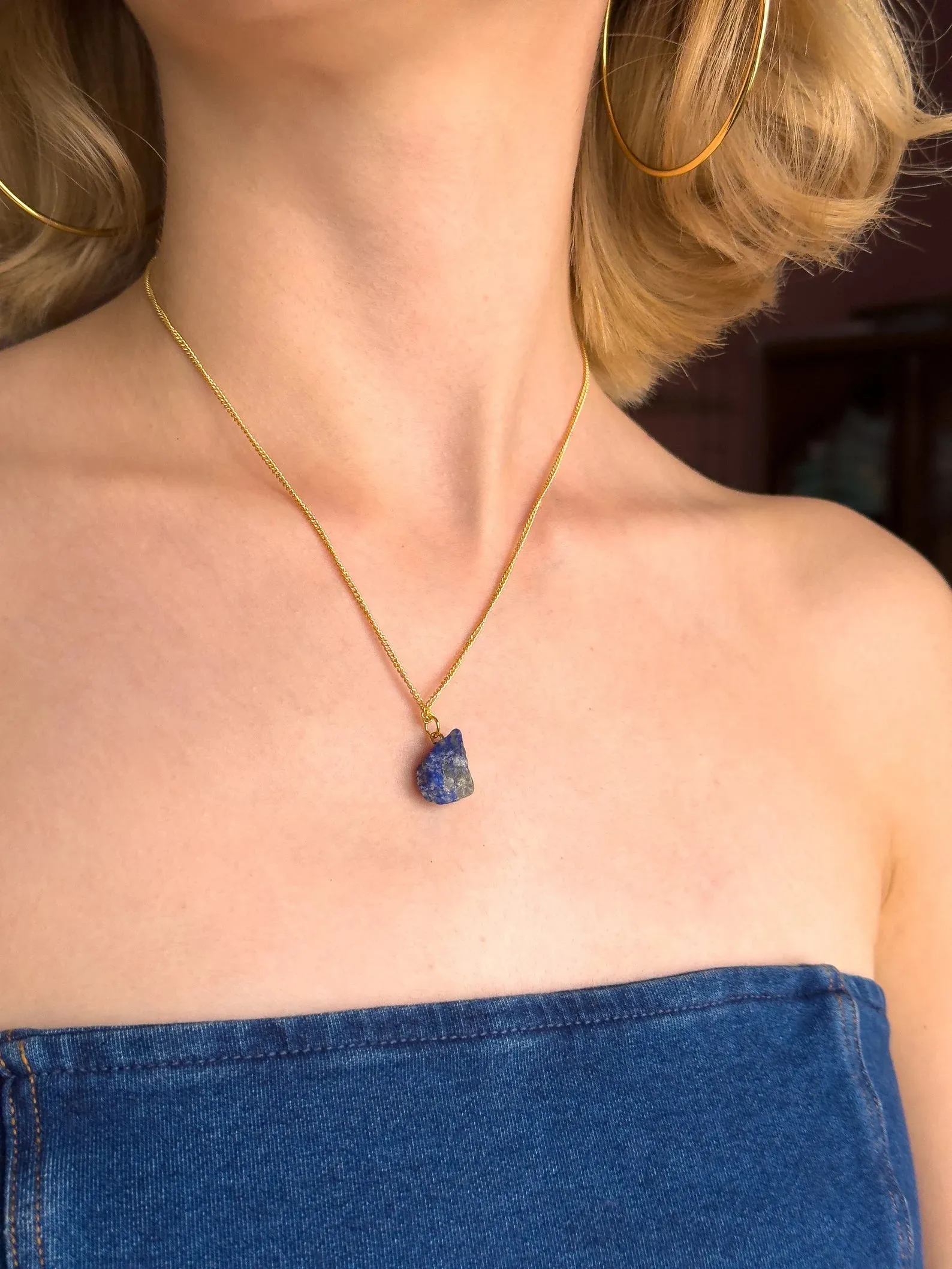 Raw Lapis Lazuli Minimalist Necklace
