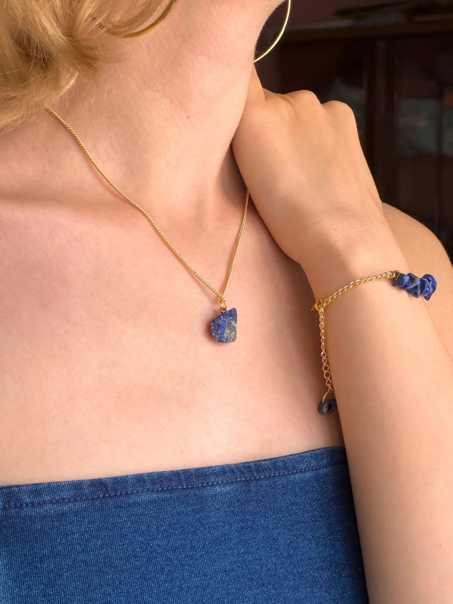 Raw Lapis Lazuli Minimalist Necklace