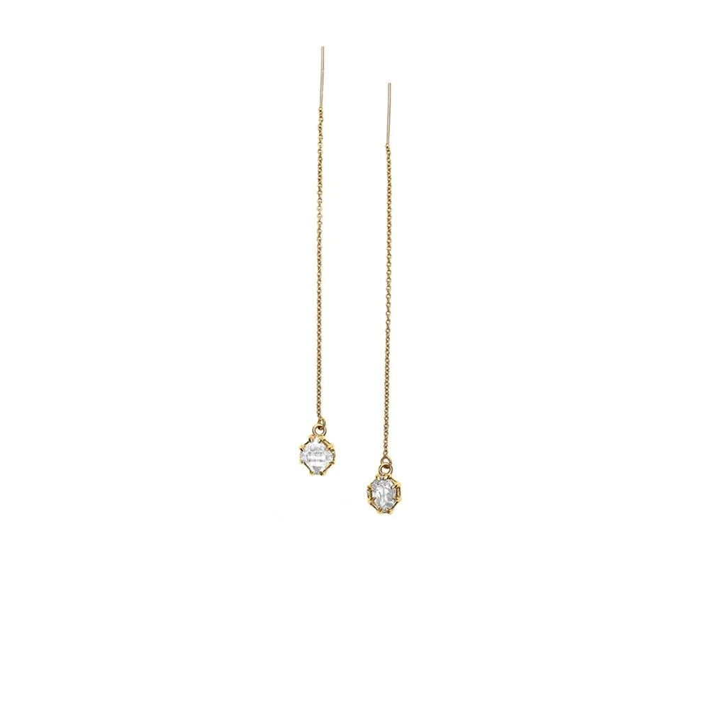 RAW THREADER EARRINGS | 14k GOLD & HERKIMER