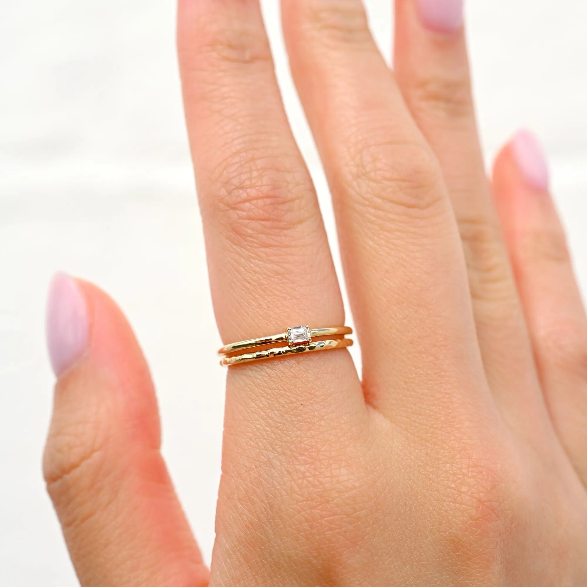 Ready to Ship - Emerald-Cut Diamond Stacking Ring (Size 8)