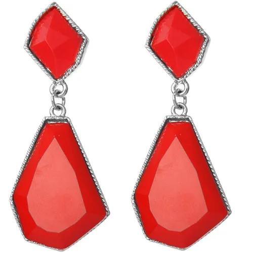 Red Geometric Bubble Drop Earrings