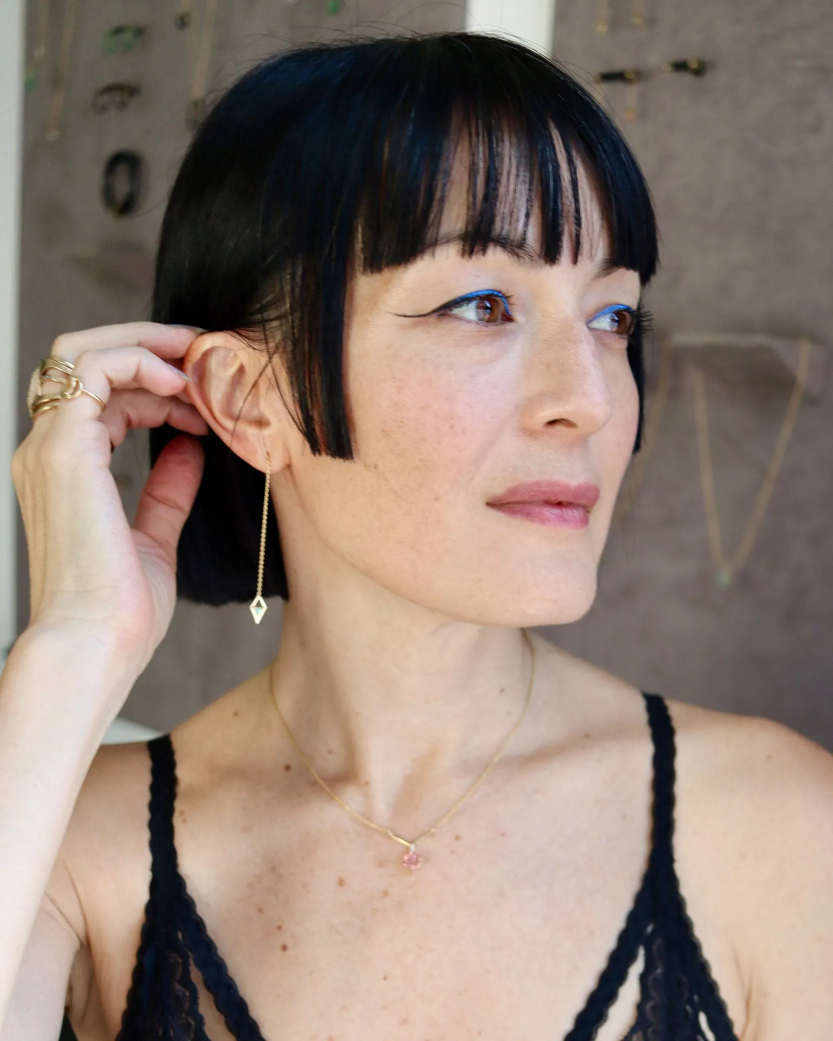 Reflection Threader Earrings Lab Diamond