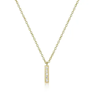 Reign Sterling Silver 18K Gold Plated CZ Mini Bar Necklace