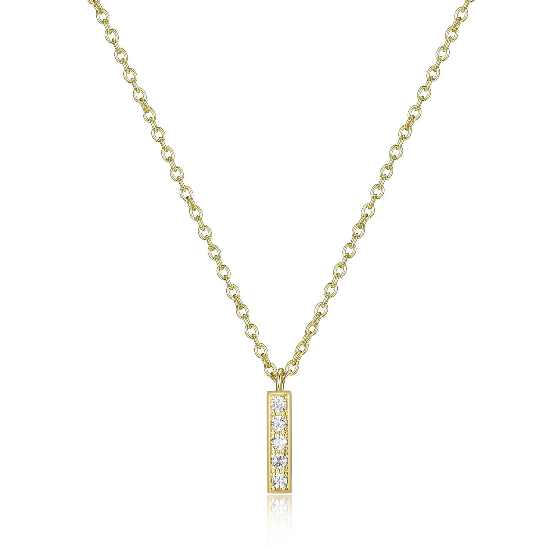 Reign Sterling Silver 18K Gold Plated CZ Mini Bar Necklace