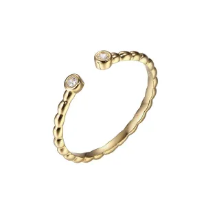 Reign Sterling Silver 18K Gold Plated CZ Open Ring
