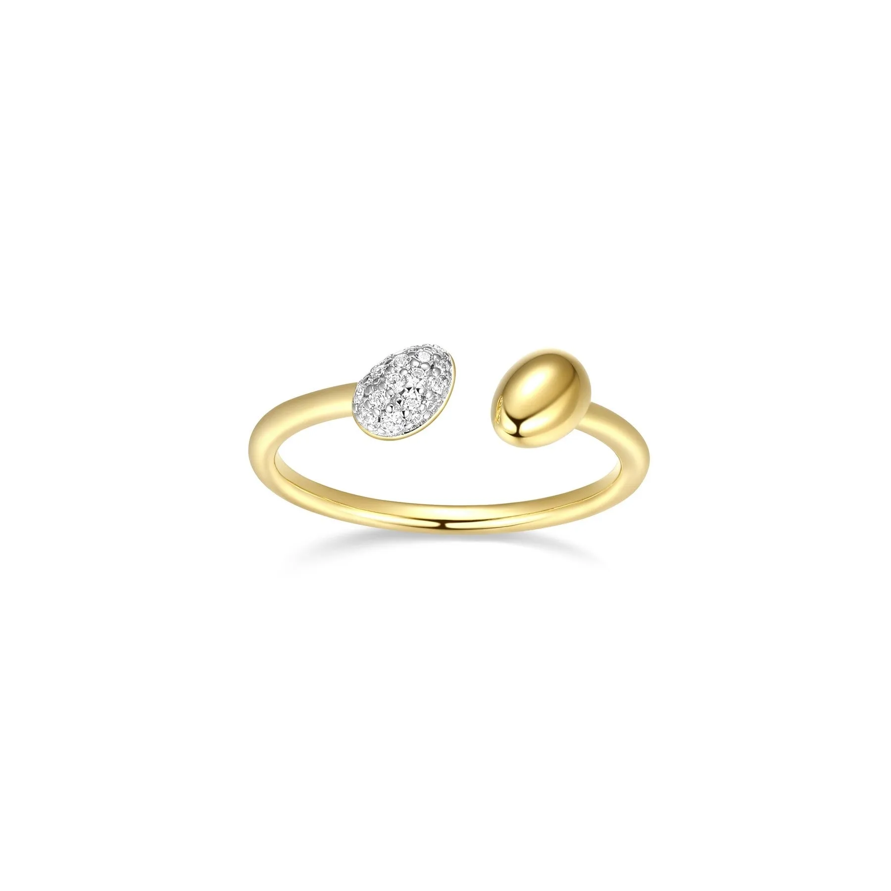 Reign Sterling Silver 18K Yellow Gold CZ Open Ring