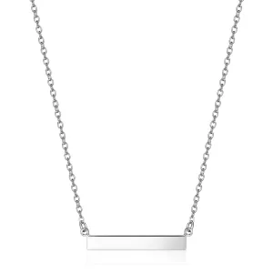 Reign Sterling Silver Rhodium Plated Engravable Bar Necklace