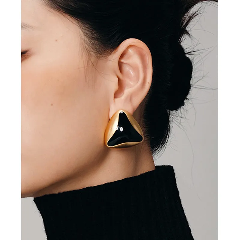 Retro Metal Stud Earrings Enamel Geometric irregularity for Women Jewerly