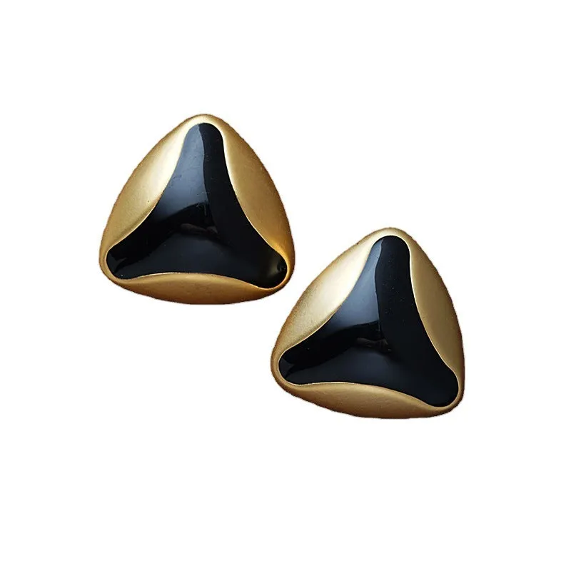 Retro Metal Stud Earrings Enamel Geometric irregularity for Women Jewerly