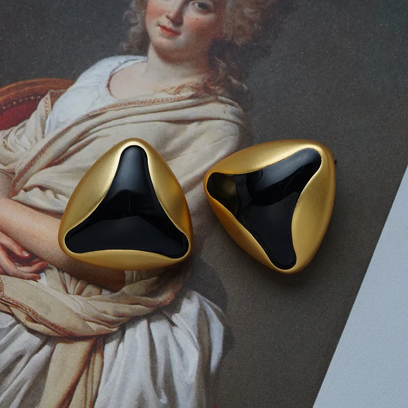 Retro Metal Stud Earrings Enamel Geometric irregularity for Women Jewerly